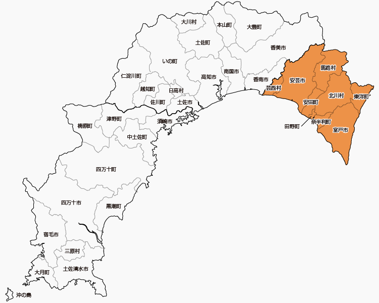 高知県東部エリア地図